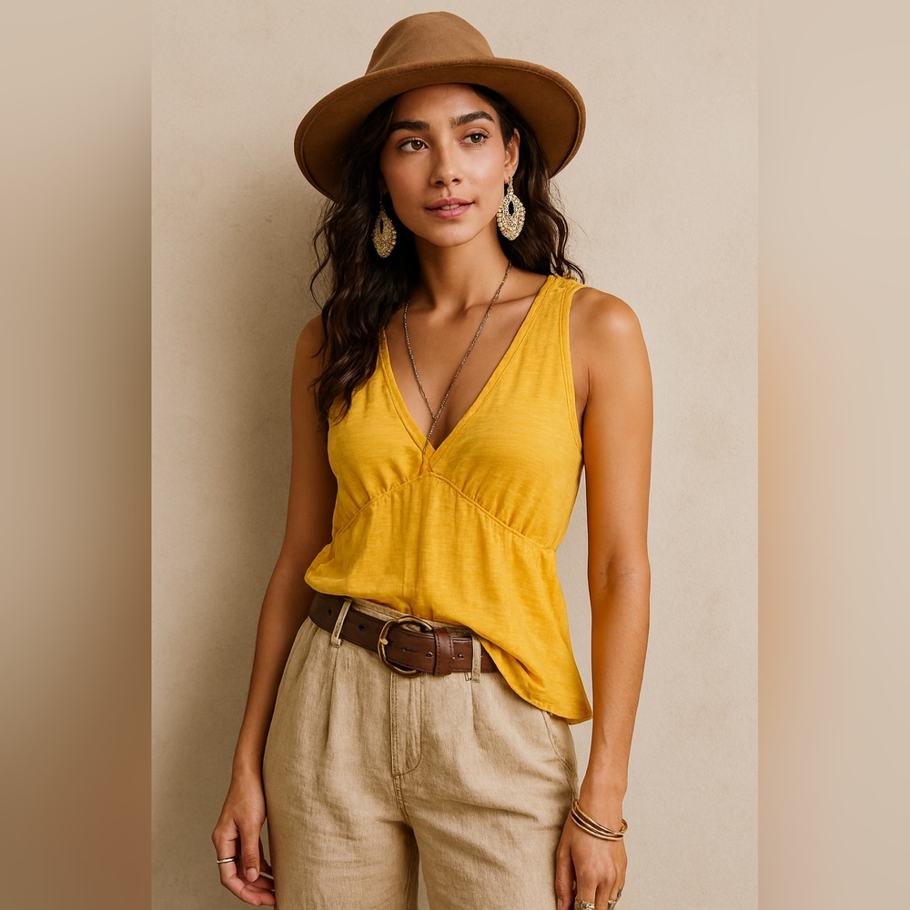 🌿Banana Republic Women's Small Yellow Sleeveless Summer Top🌞 - Picture 9 of 10